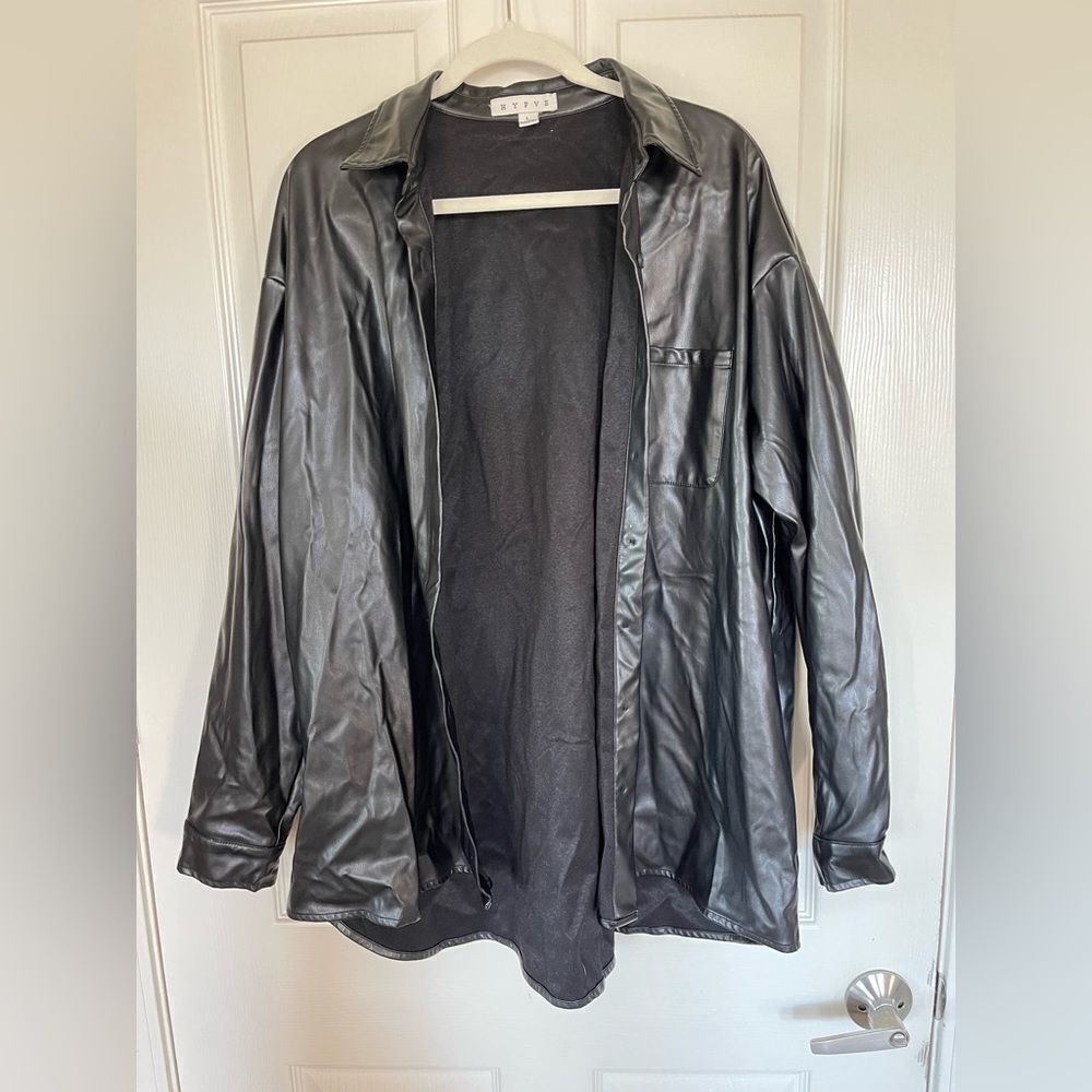 HYFVE faux leather button down shirt great condition size large